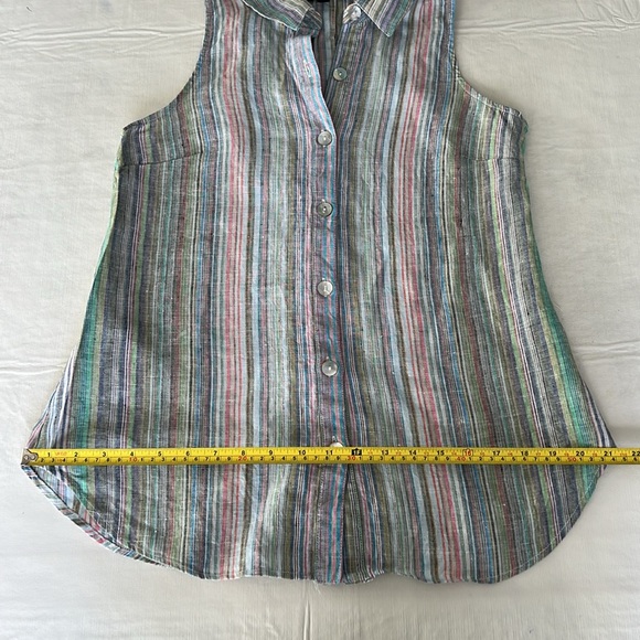 BOHO CHIC Women’s Multi Color Striped Collar Sleeveless Buttondown Front|Back S - Picture 12 of 12